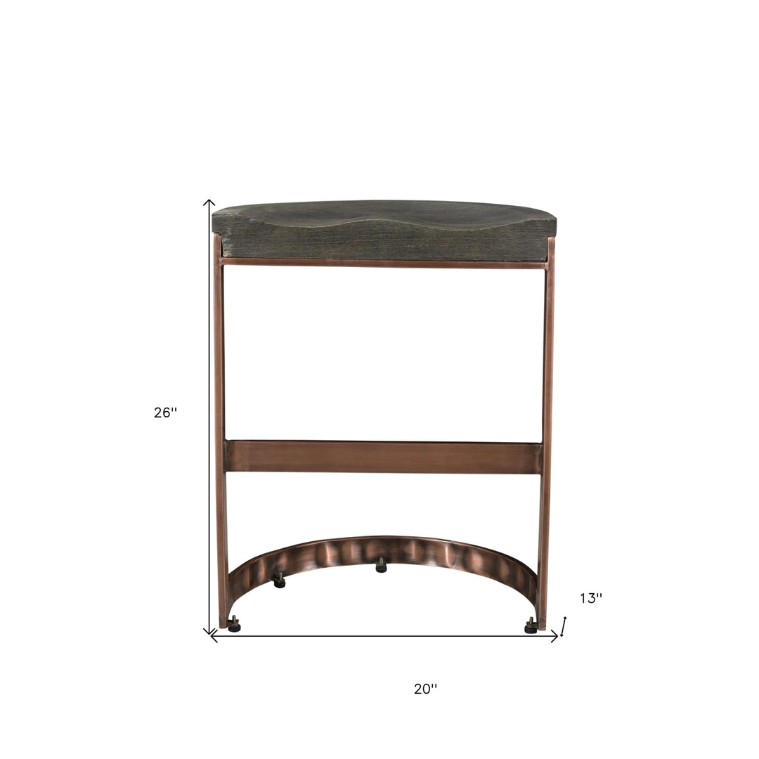 26" Gray And Copper Iron Backless Counter Height Bar Chair Image 5