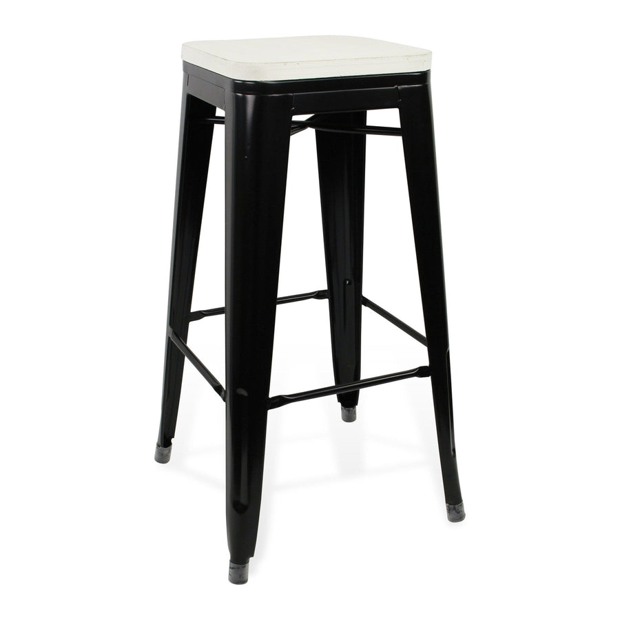 31 " White And Black Metal Backless Counter Height Bar Chair Image 1