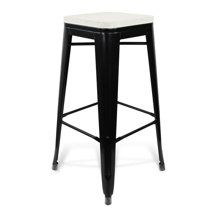 31 " White And Black Metal Backless Counter Height Bar Chair Image 2