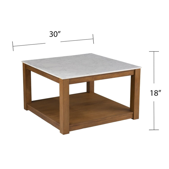 30" Natural And Natural Brown Solid Manufactured Wood Square Coffee Table Image 6