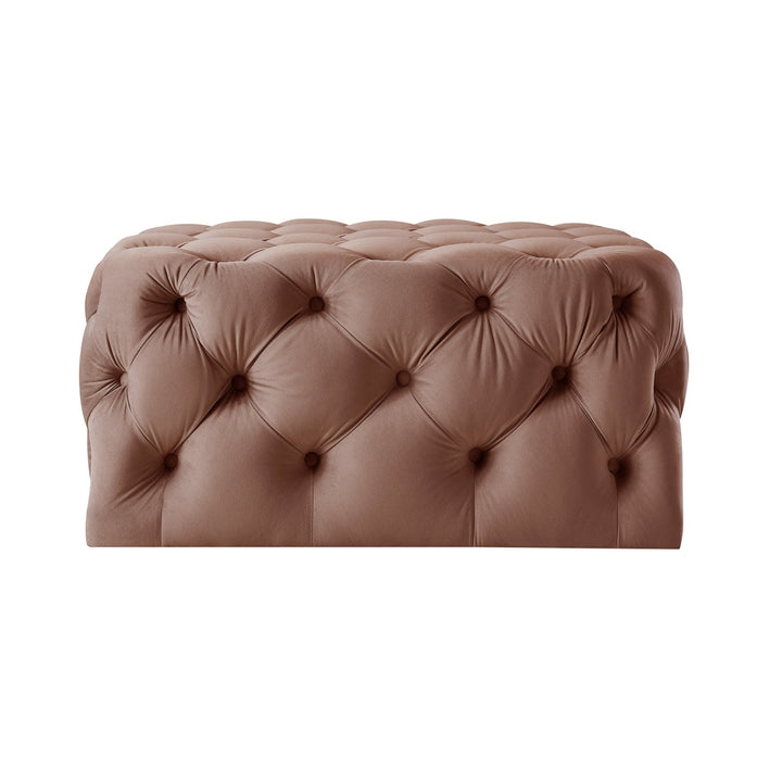 33" Blush Velvet Rolling Tufted Cocktail Ottoman Image 6