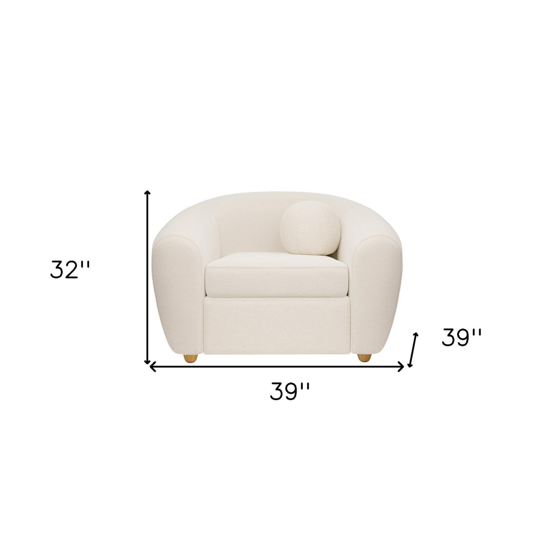 39" White And Natural Boucle Arm Chair Image 7