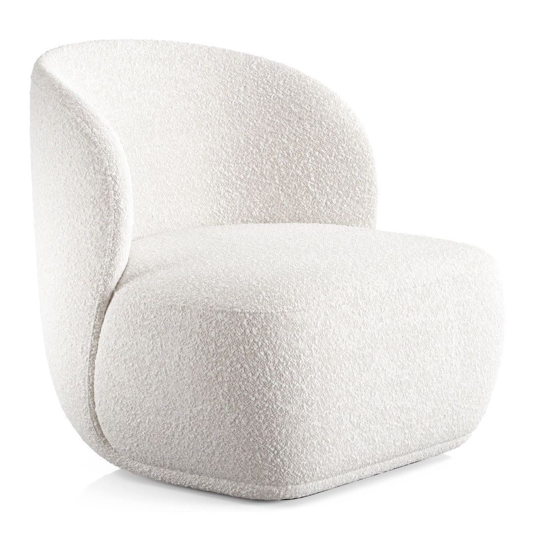 31" White Boucle Mod Wingback Chair Image 2