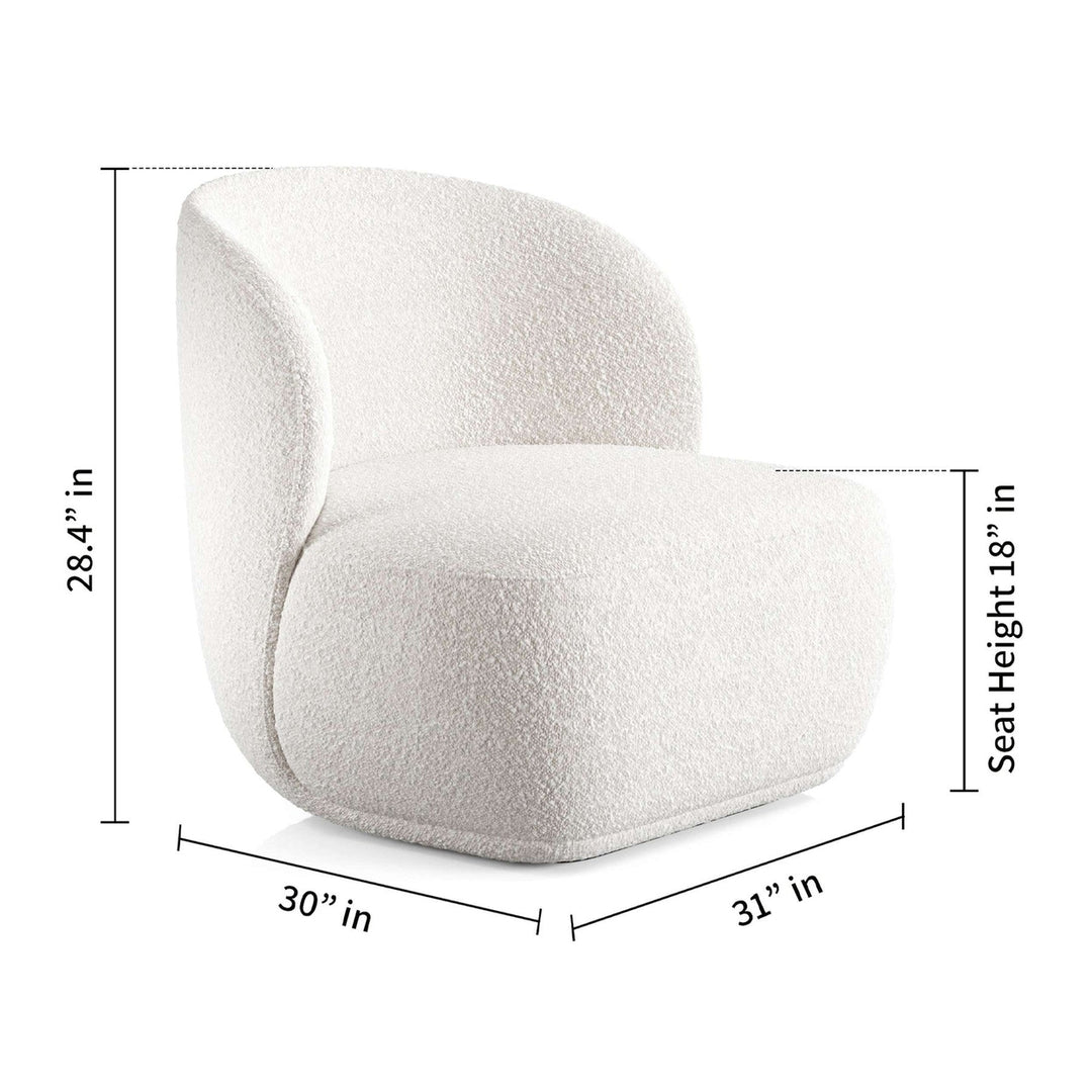 31" White Boucle Mod Wingback Chair Image 3