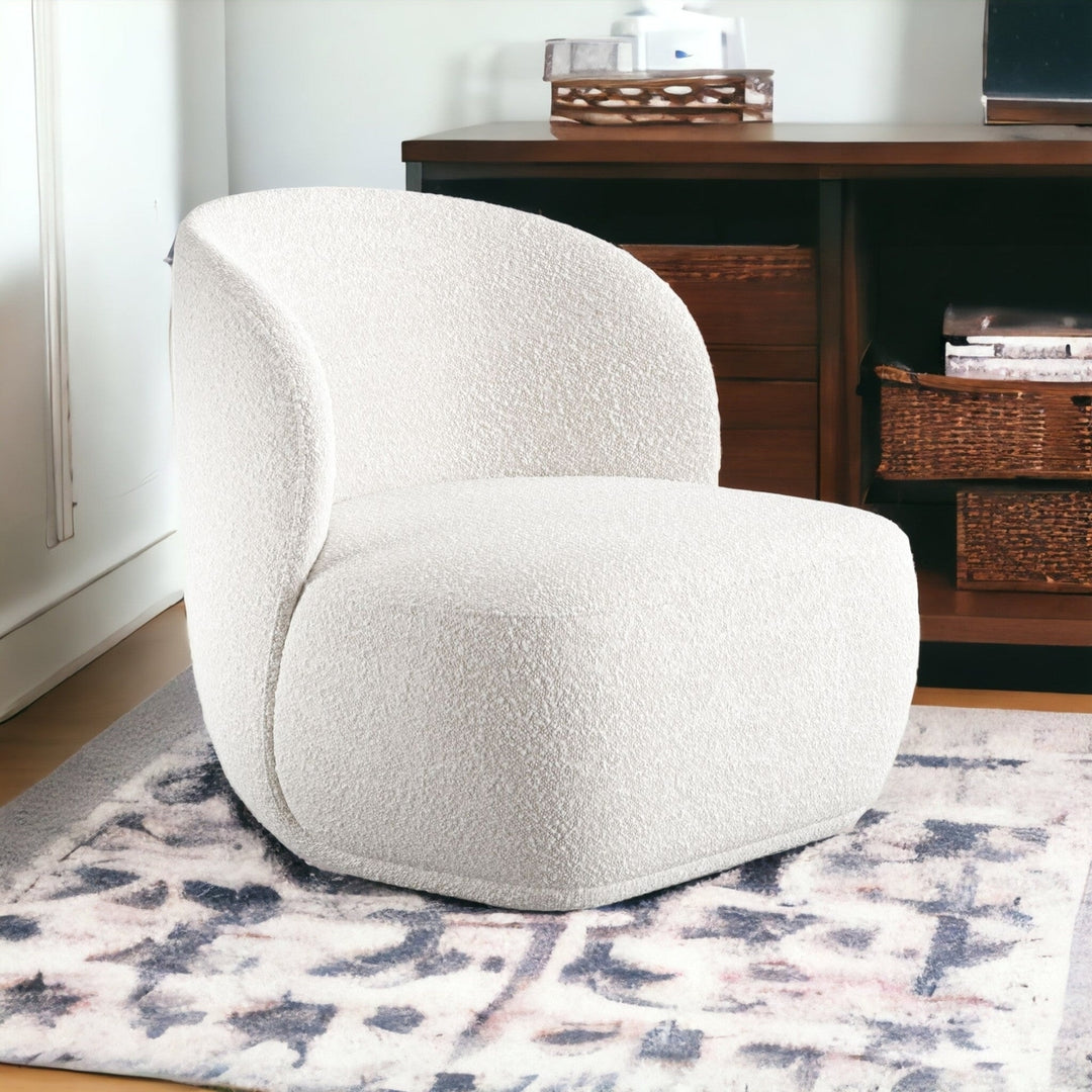 31" White Boucle Mod Wingback Chair Image 5