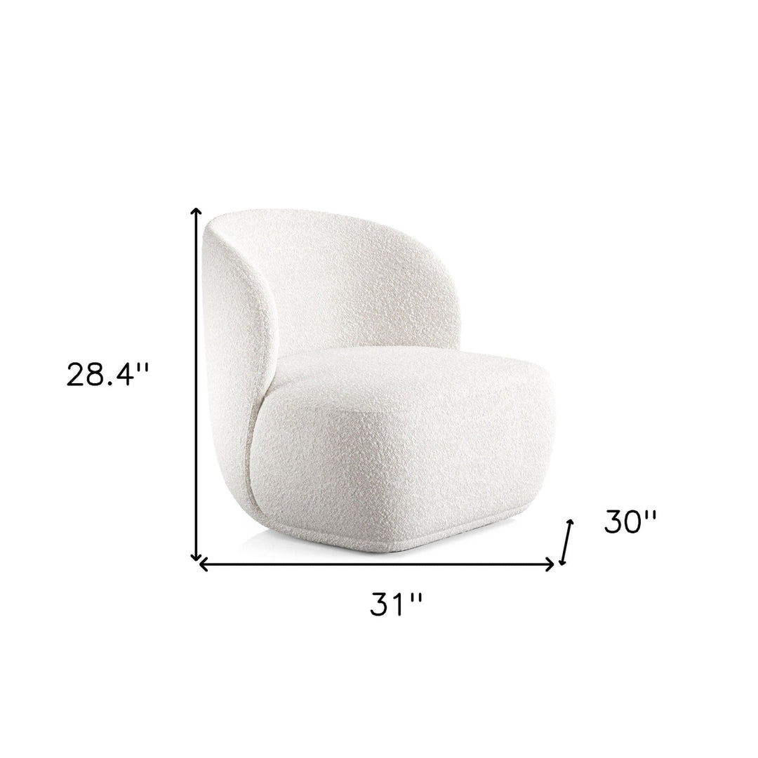 31" White Boucle Mod Wingback Chair Image 6