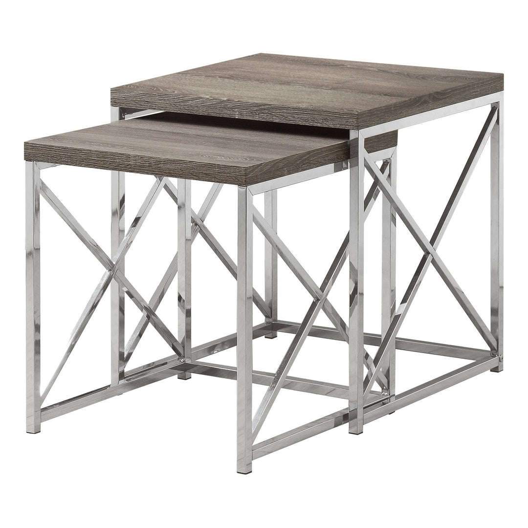 41" Silver And Deep Taupe Nested Tables Image 1