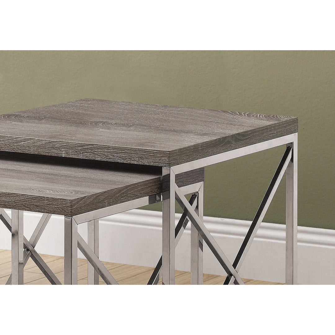 41" Silver And Deep Taupe Nested Tables Image 2