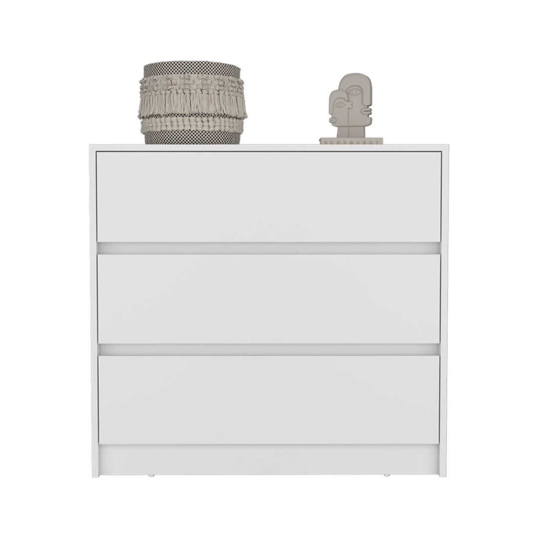 33" White Three Drawer Dresser Image 3