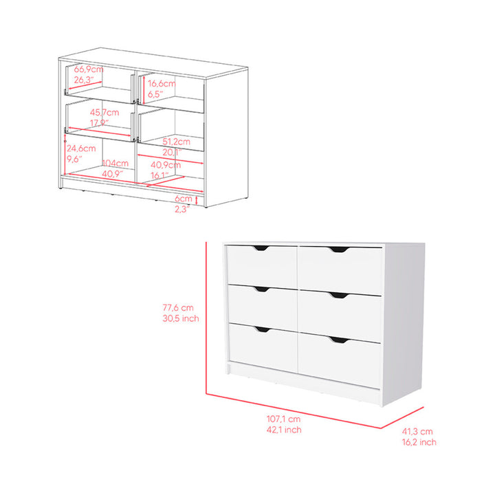 42" White Four Drawer Dresser Image 3