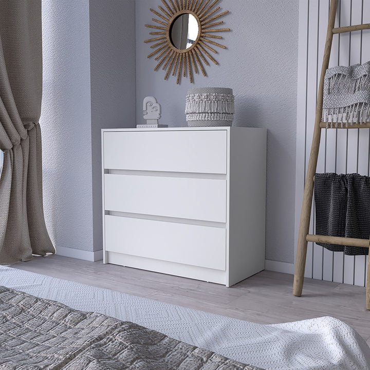 33" White Three Drawer Dresser Image 6