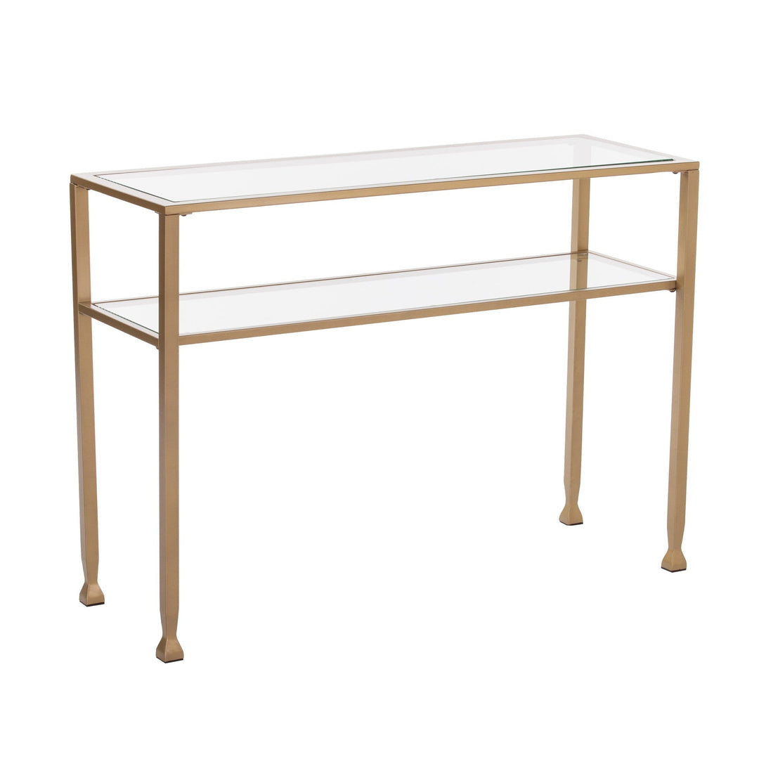 43" Clear and Gold Glass Console Table With Storage Image 2