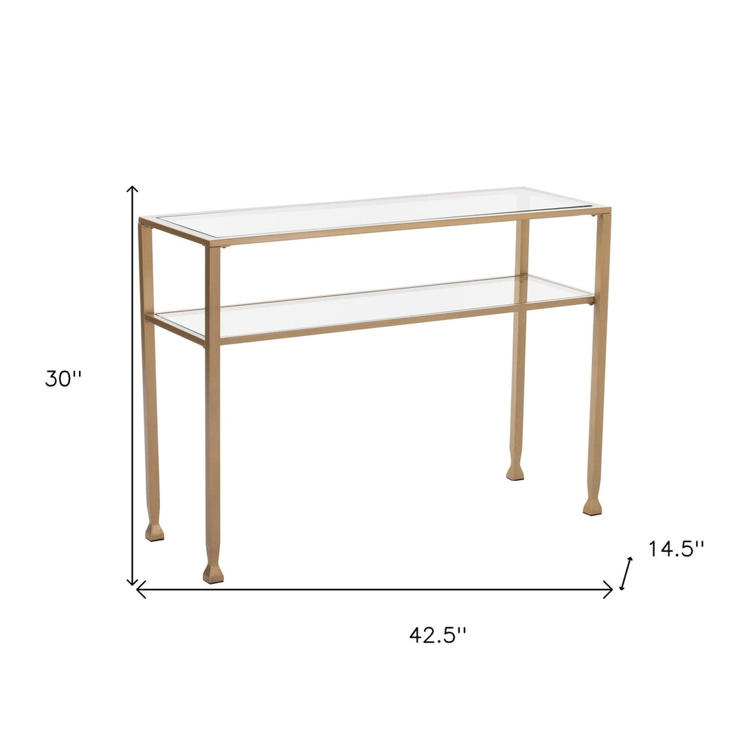 43" Clear and Gold Glass Console Table With Storage Image 7