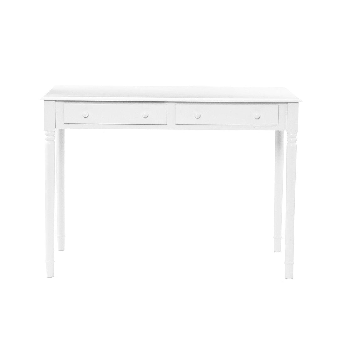 43" White Solid Wood Writing Desk With Two Drawers Image 4