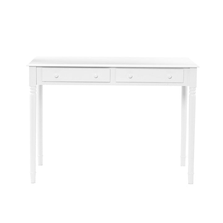 43" White Solid Wood Writing Desk With Two Drawers Image 4