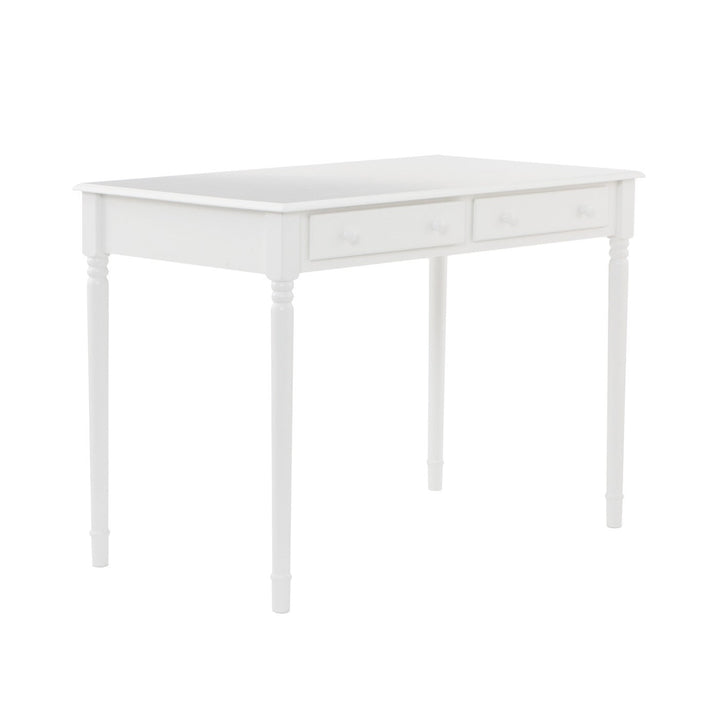 43" White Solid Wood Writing Desk With Two Drawers Image 5