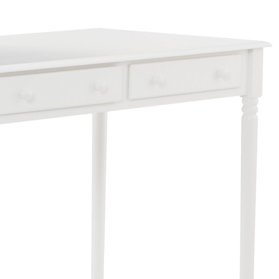 43" White Solid Wood Writing Desk With Two Drawers Image 9