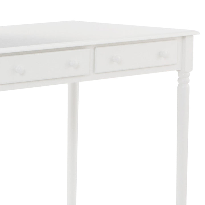 43" White Solid Wood Writing Desk With Two Drawers Image 9