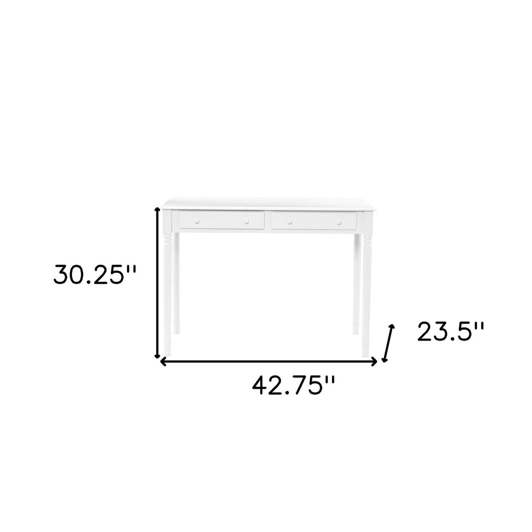 43" White Solid Wood Writing Desk With Two Drawers Image 10