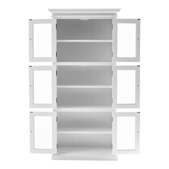 35" White Solid Wood Frame Standard Accent Cabinet With Six Shelves Image 2