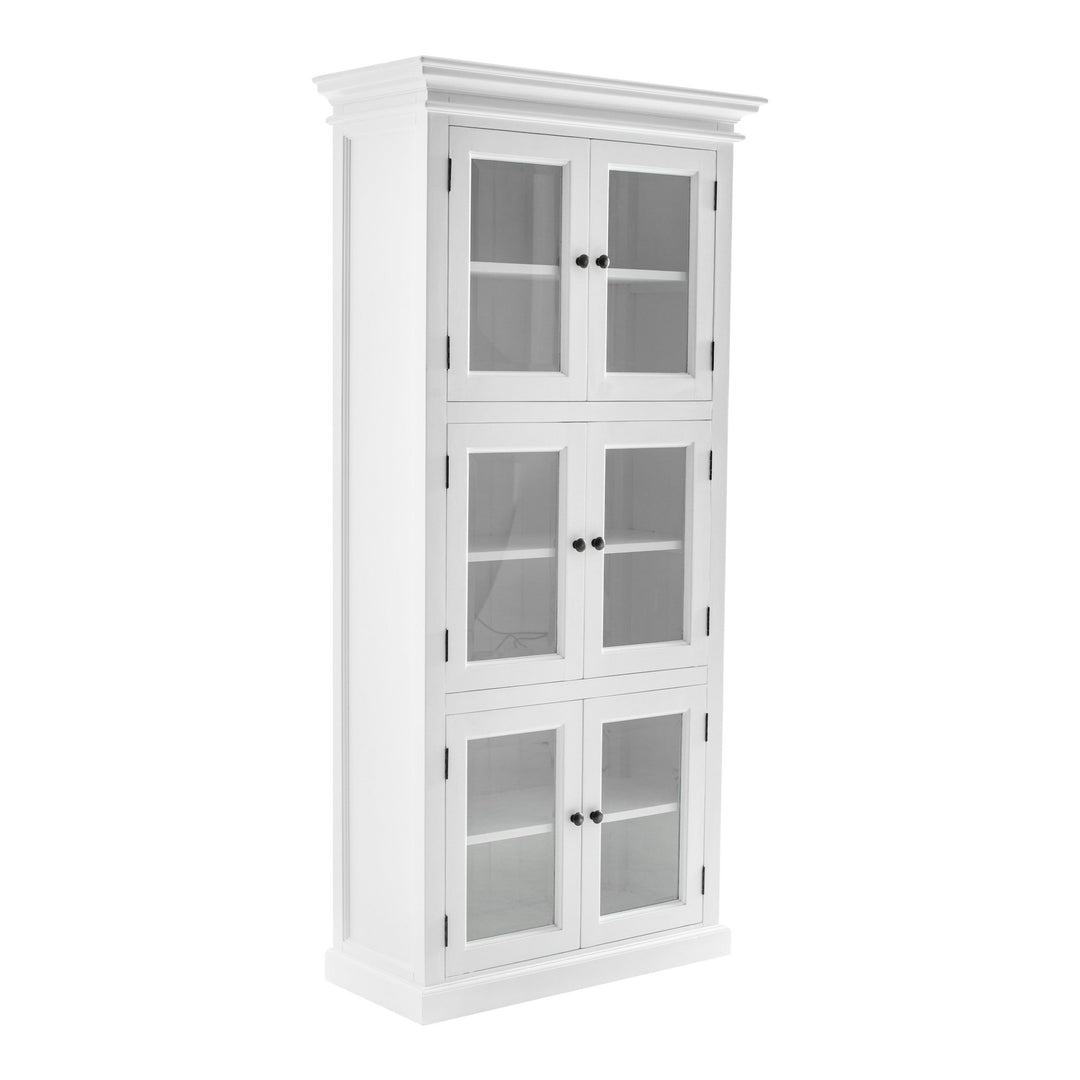 35" White Solid Wood Frame Standard Accent Cabinet With Six Shelves Image 3