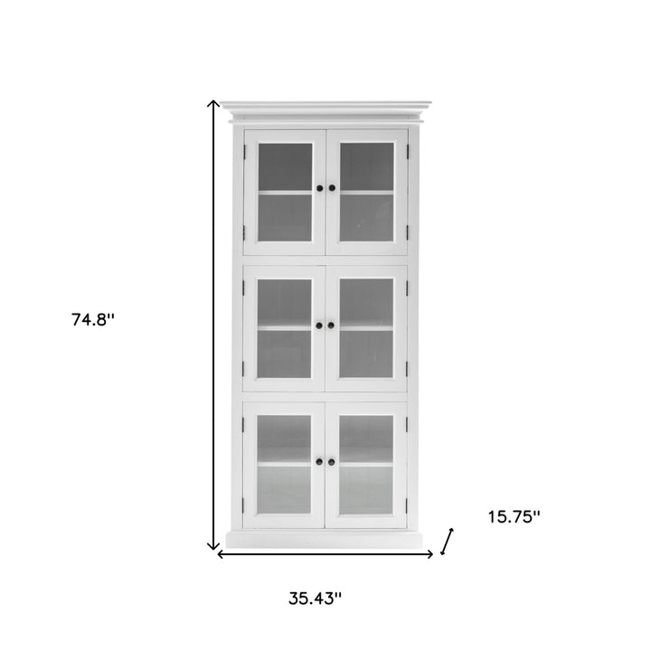 35" White Solid Wood Frame Standard Accent Cabinet With Six Shelves Image 10