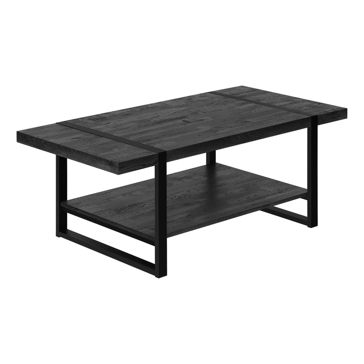 47" Black Rectangular Coffee Table With Shelf Image 2