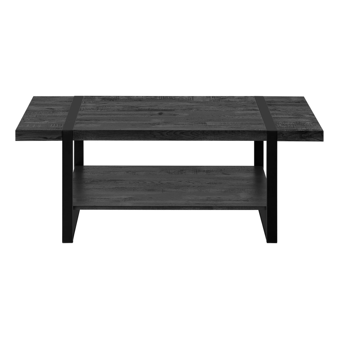 47" Black Rectangular Coffee Table With Shelf Image 3