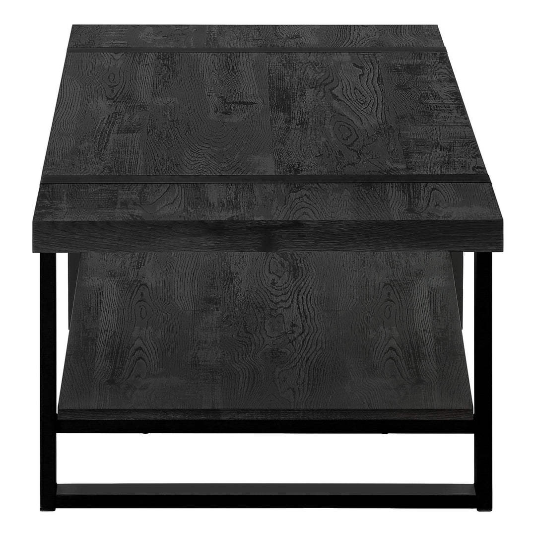 47" Black Rectangular Coffee Table With Shelf Image 4