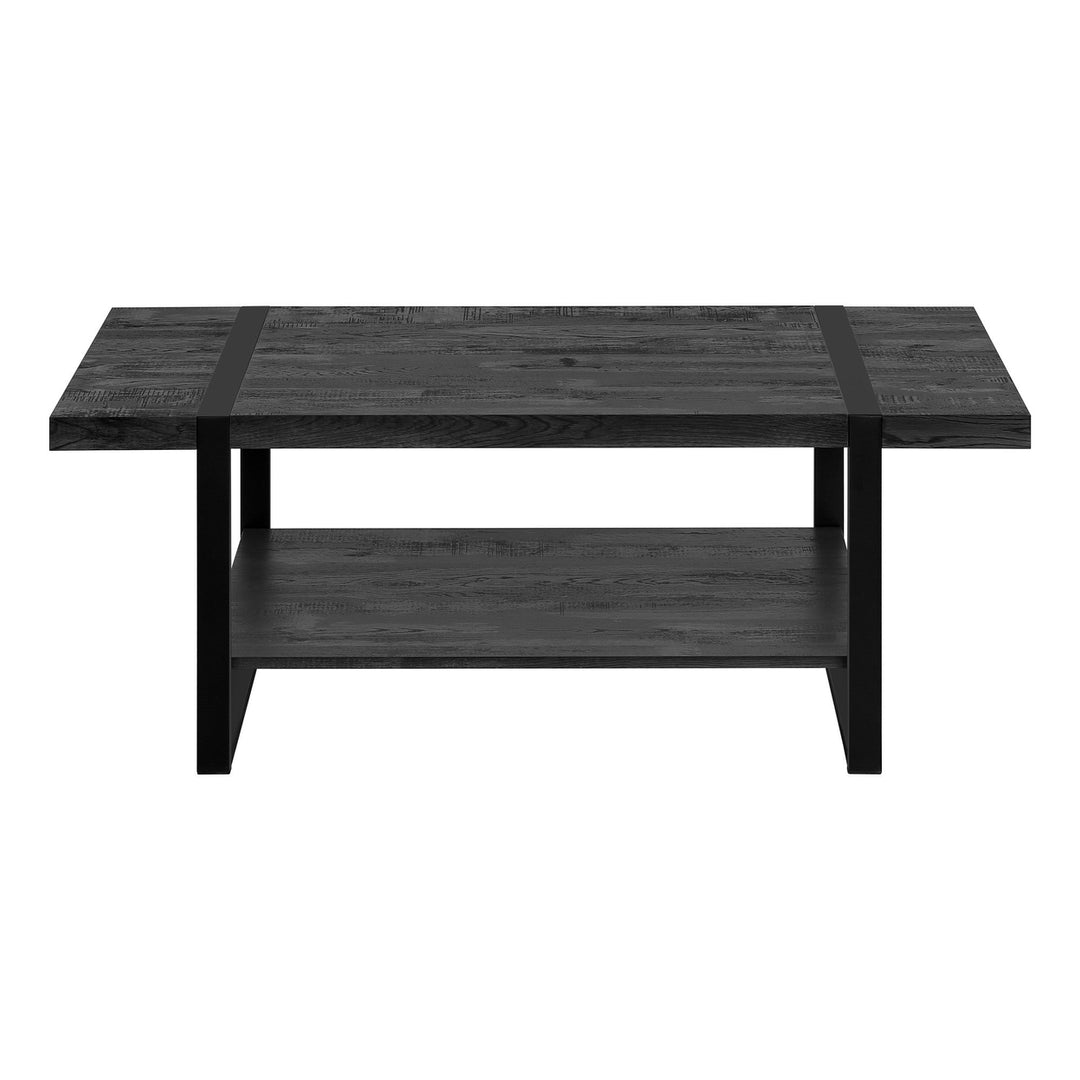 47" Black Rectangular Coffee Table With Shelf Image 5