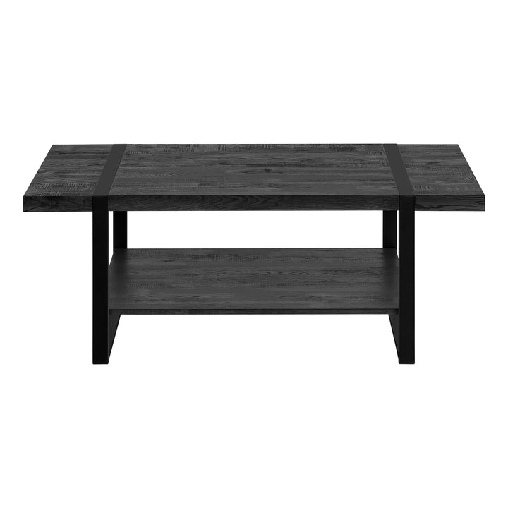 47" Black Rectangular Coffee Table With Shelf Image 5