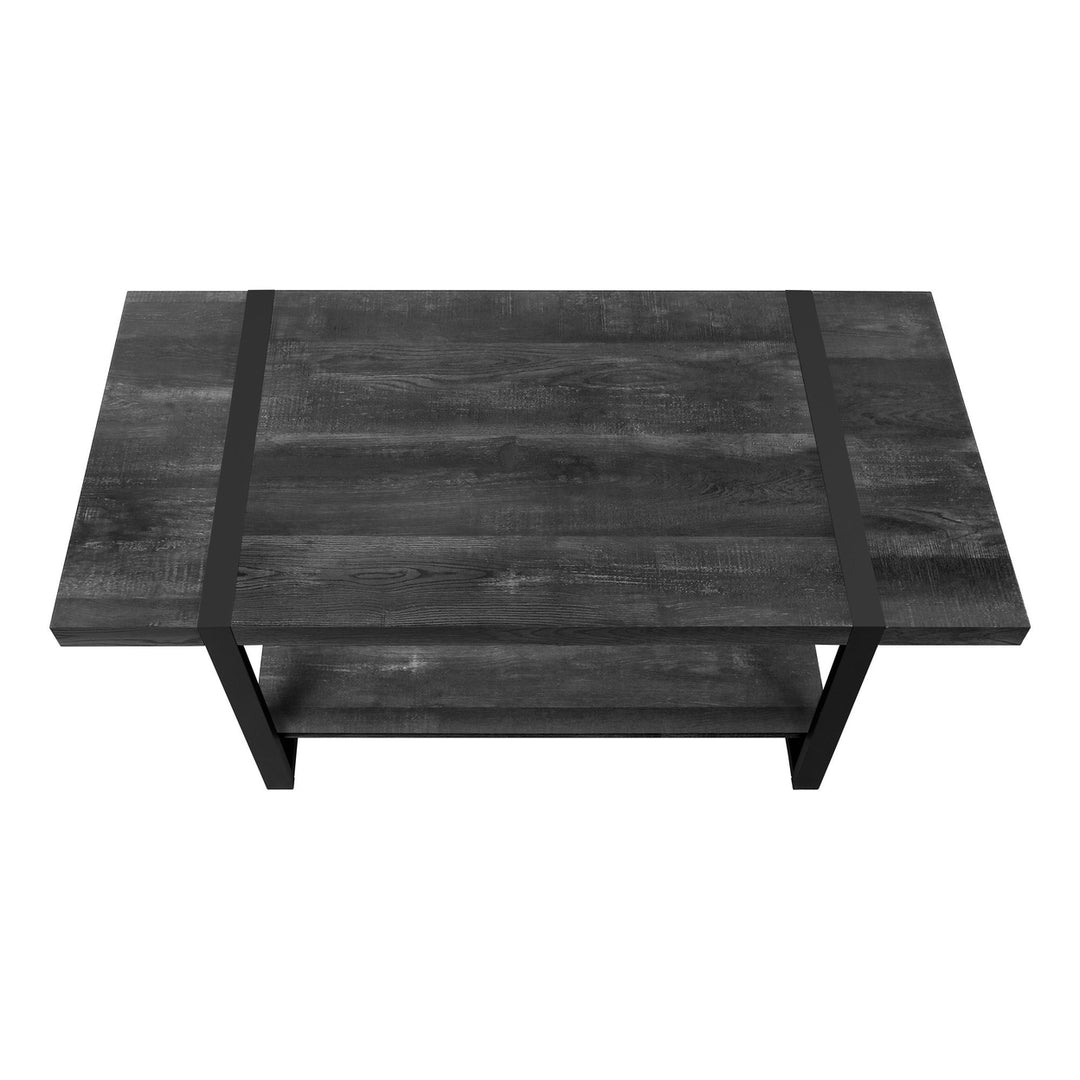 47" Black Rectangular Coffee Table With Shelf Image 6