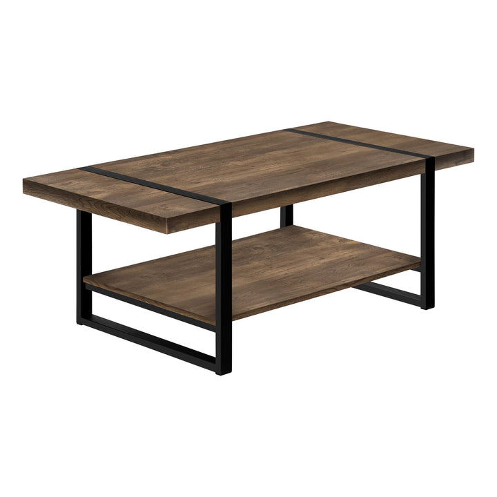 47" Brown And Black Rectangular Coffee Table With Shelf Image 2