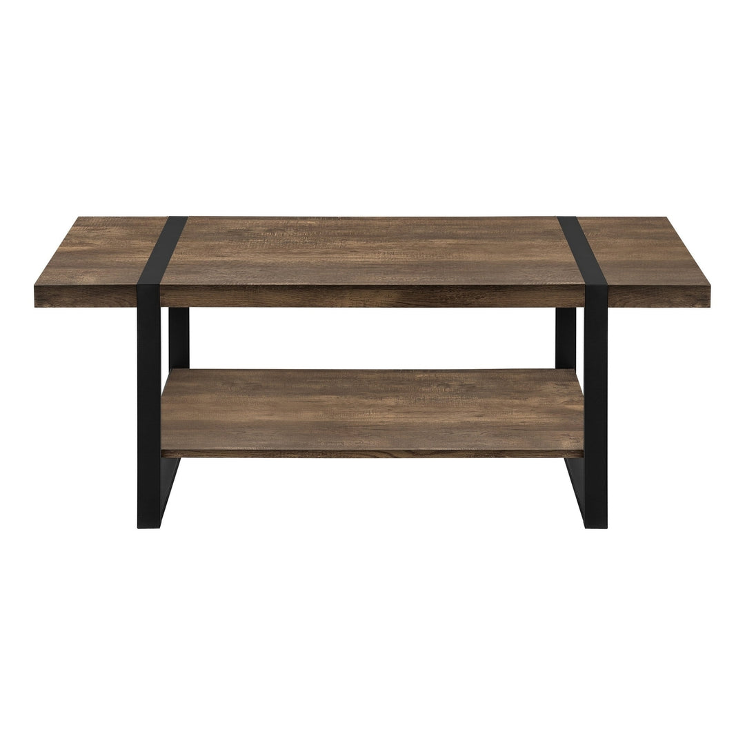 47" Brown And Black Rectangular Coffee Table With Shelf Image 3