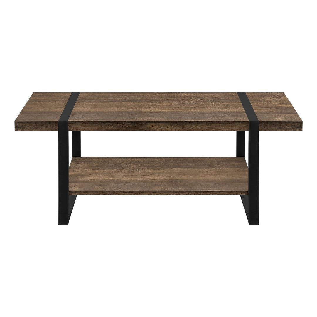 47" Brown And Black Rectangular Coffee Table With Shelf Image 5