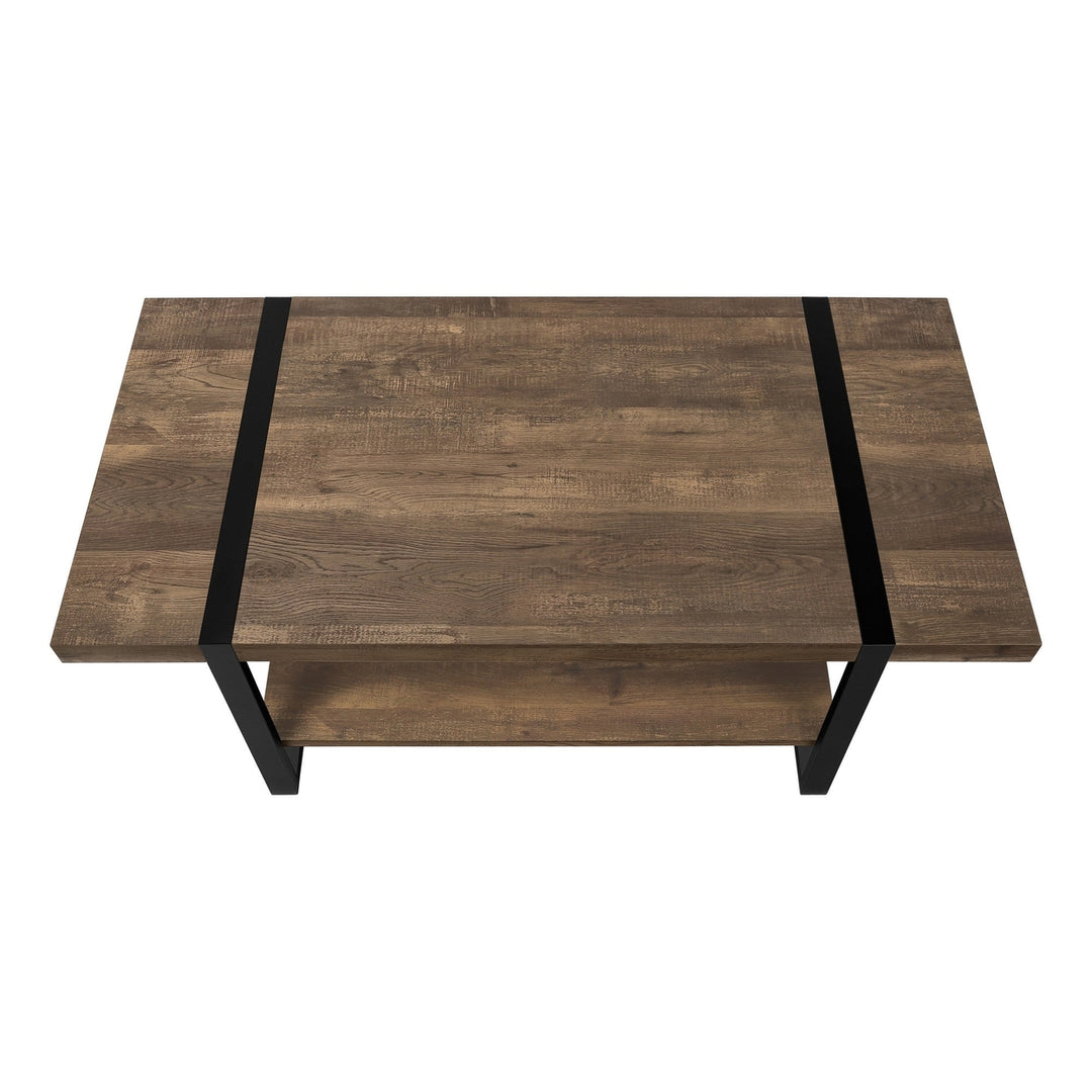 47" Brown And Black Rectangular Coffee Table With Shelf Image 6