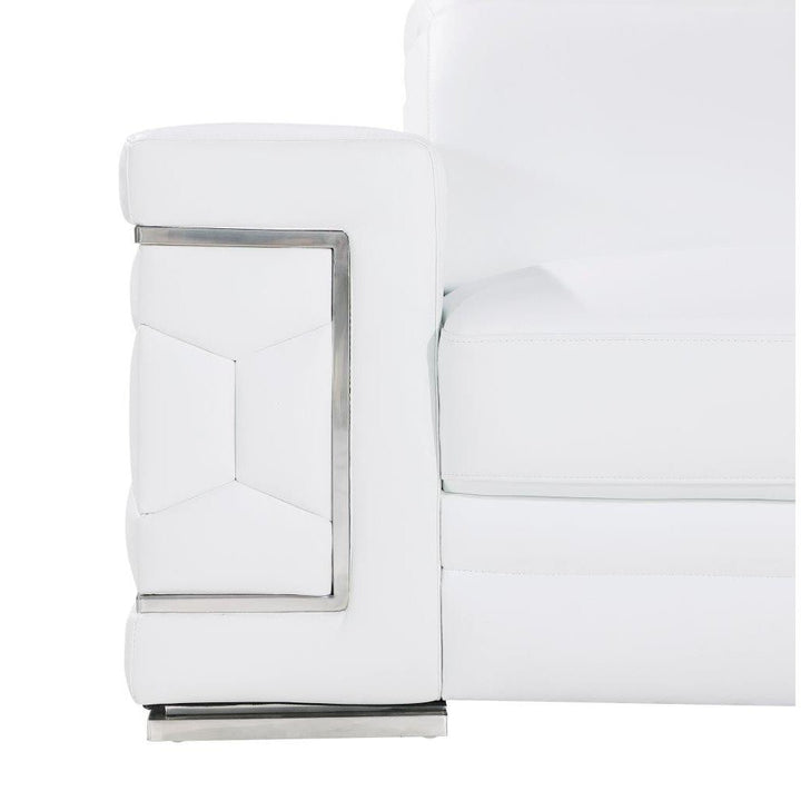 47" White and Silver Genuine Leather Lounge Chair Image 7