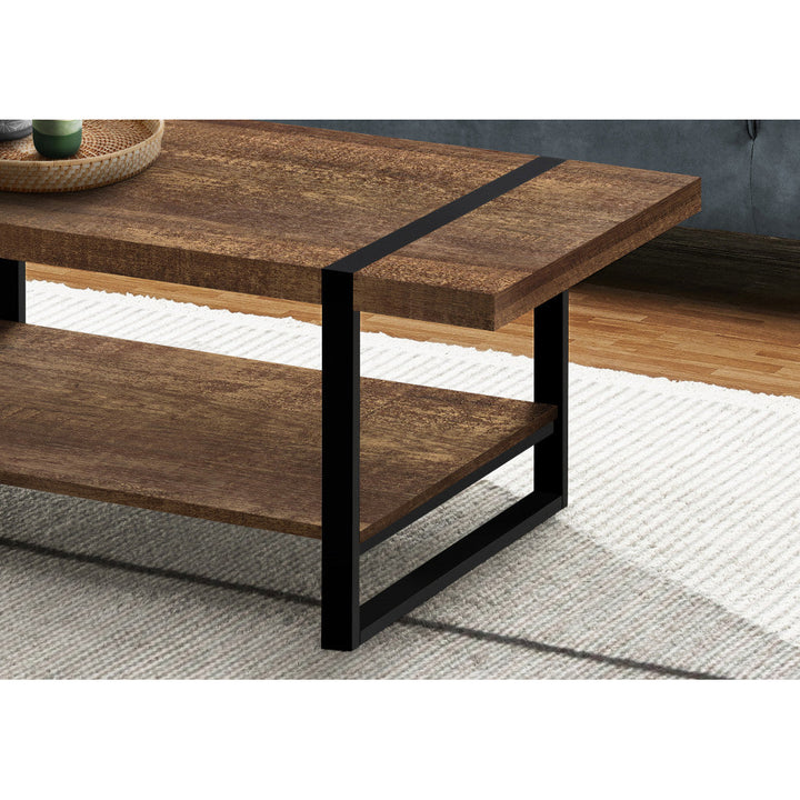 47" Brown And Black Rectangular Coffee Table With Shelf Image 7