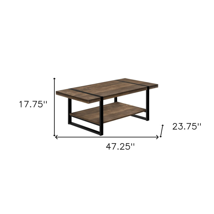 47" Brown And Black Rectangular Coffee Table With Shelf Image 9