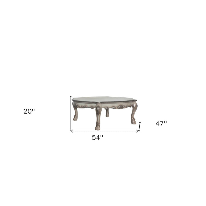 54" Bone Solid And Manufactured Wood Coffee Table Image 2