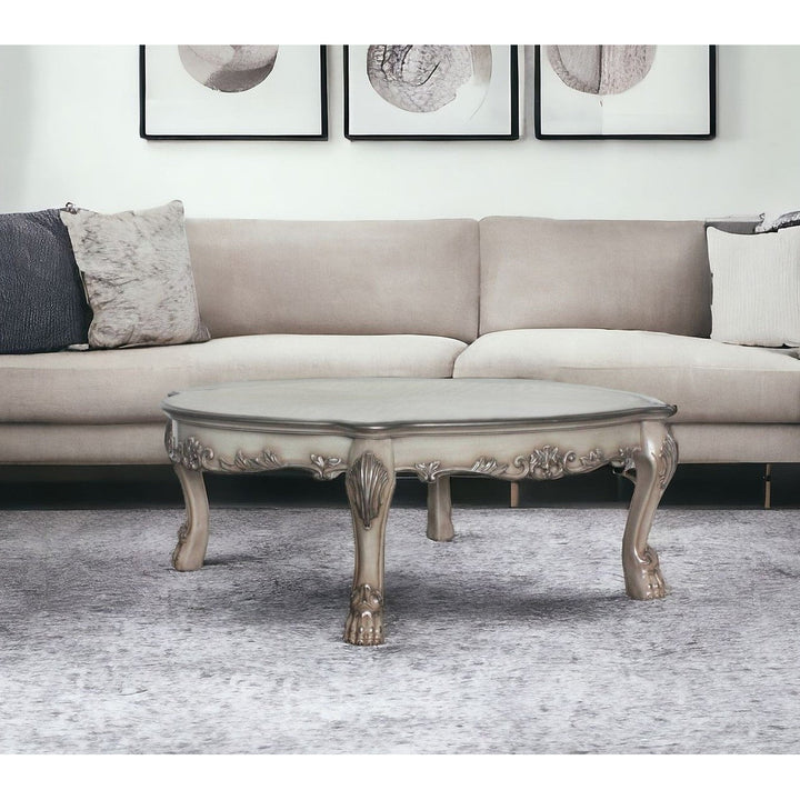 54" Bone Solid And Manufactured Wood Coffee Table Image 5