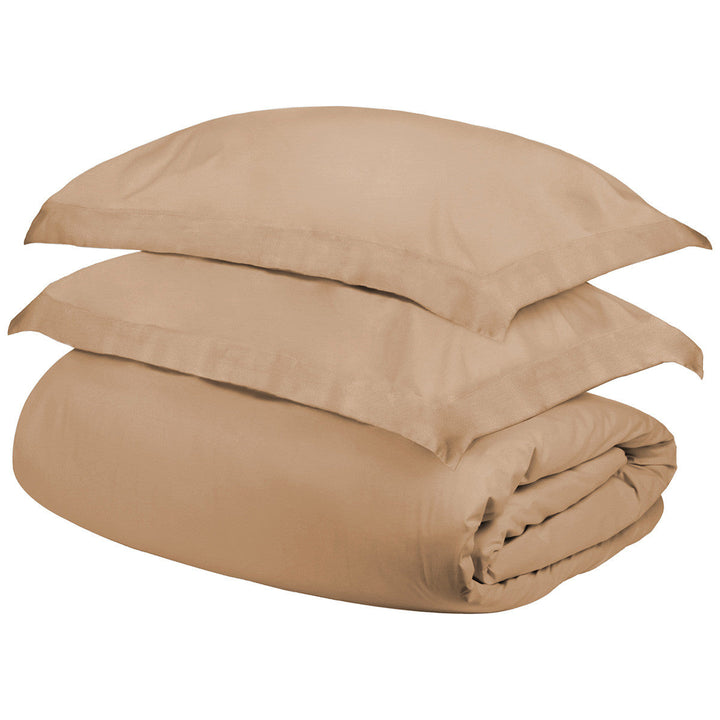 Beige King Cotton Blend 300 Thread Count Washable Duvet Cover Set Image 1