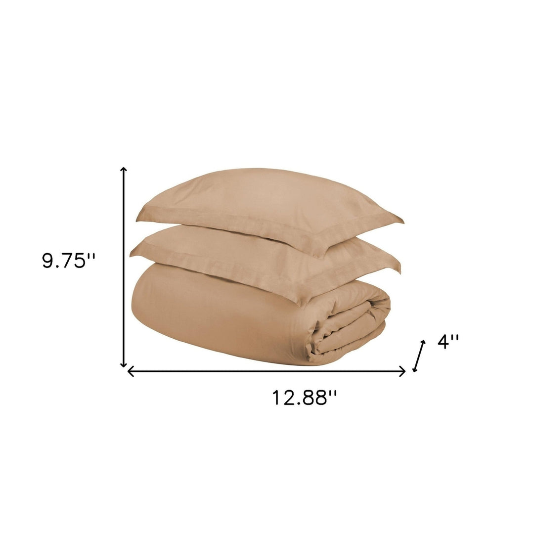 Beige King Cotton Blend 300 Thread Count Washable Duvet Cover Set Image 5