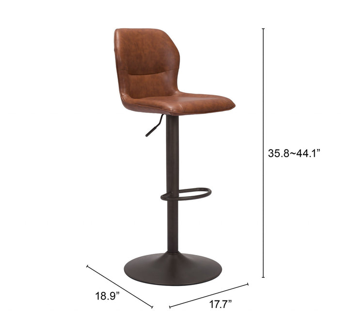 Adjustable Height Brown And Black Steel Swivel Low Back Counter Height Bar Chair Image 1