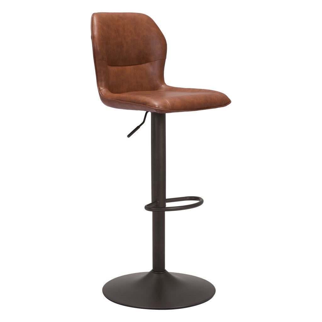 Adjustable Height Brown And Black Steel Swivel Low Back Counter Height Bar Chair Image 3