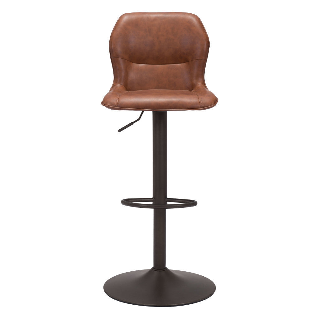 Adjustable Height Brown And Black Steel Swivel Low Back Counter Height Bar Chair Image 4