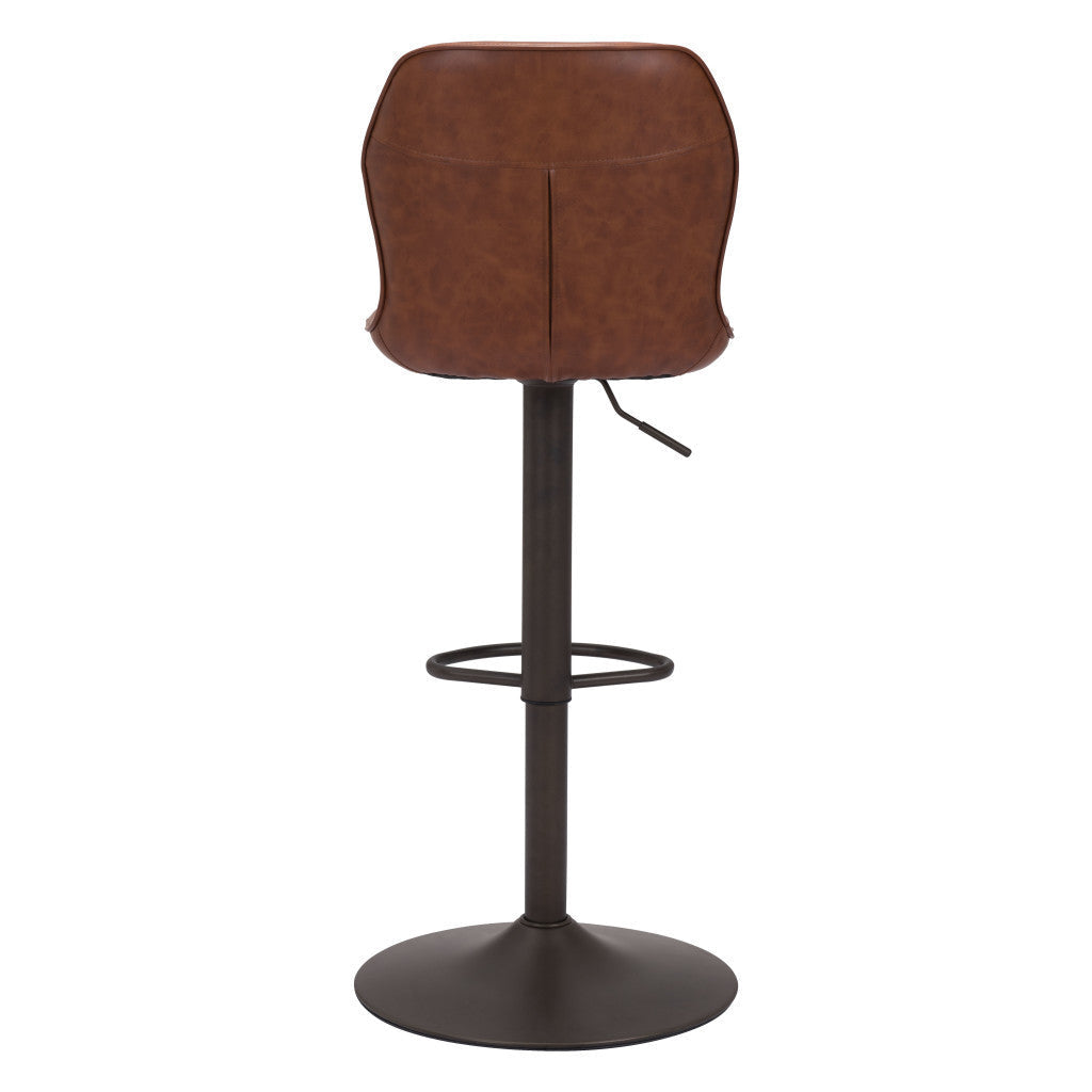 Adjustable Height Brown And Black Steel Swivel Low Back Counter Height Bar Chair Image 5