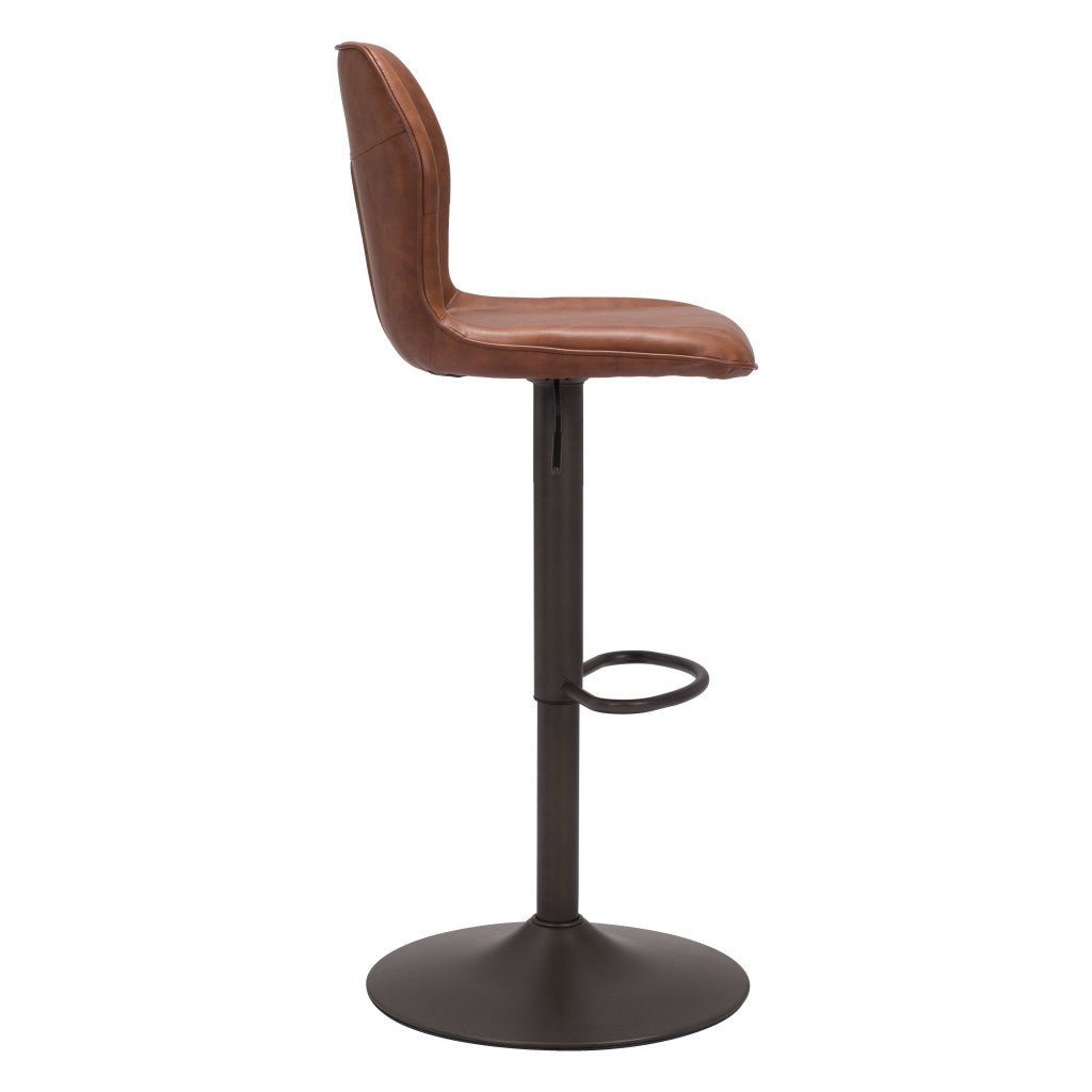 Adjustable Height Brown And Black Steel Swivel Low Back Counter Height Bar Chair Image 8