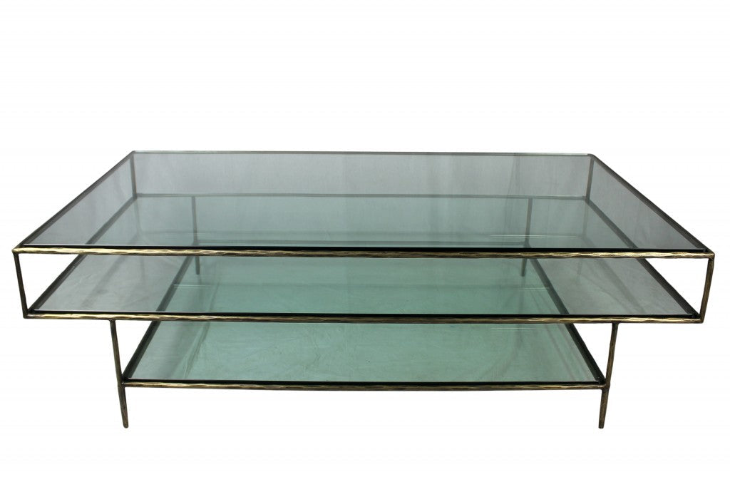 Clear Glass Triple Layered Coffee Table Image 1