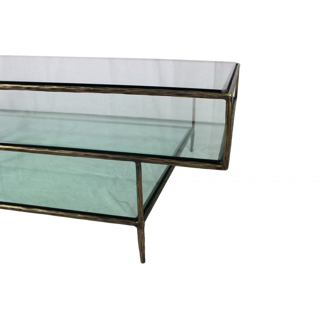 Clear Glass Triple Layered Coffee Table Image 2